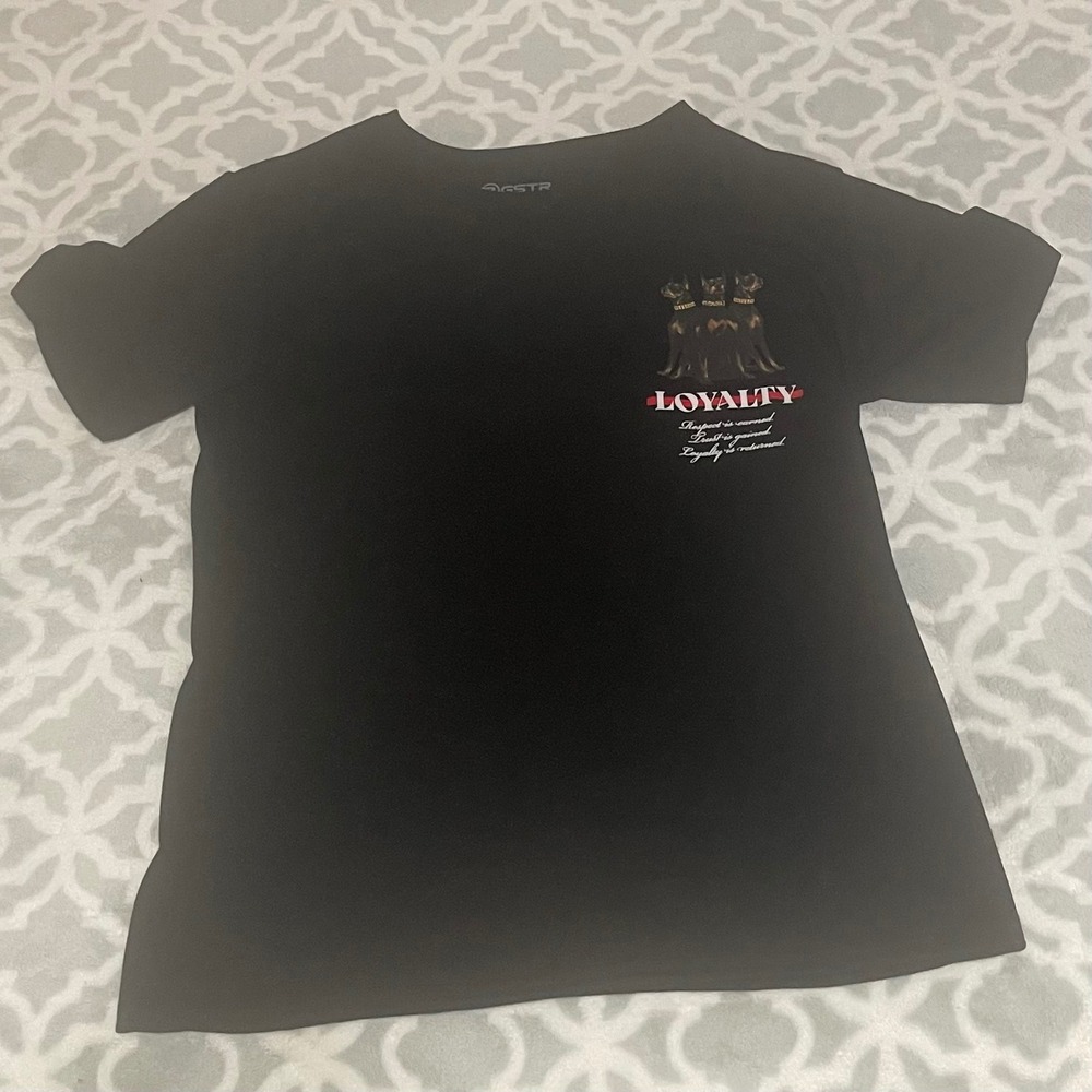 RGSTR Mens Black Loyalty Graphic Print Crew Neck Short Sleeve T Shirt‎